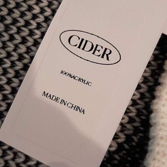 CIDER Cream with Black Deign Halter Sweater Mini Dress NWT - Picture 6 of 11